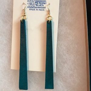 Teal Leather Boho Earrings